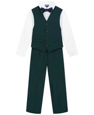 Nautica Toddler Green Sharkskin Vest, 4-Piece Set - Dark Green-2T