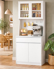 Image of Kitchen Storage Cabinet Tall Cupboard Drawer Shelves Pantry Freestanding White