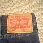 Levi Strauss & Co. 511 Men's Dark Blue Denim Shorts Button Pockets Distressed — photo 3