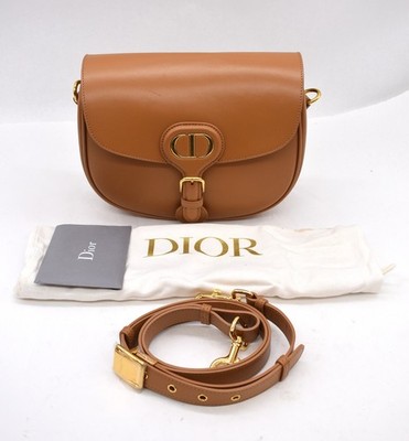 Authentic Dior Medium Bobby Bag (Box calfskin) Camel with Strap