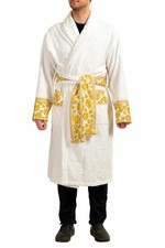 Versace White Medusa Logo 100 Cotton Belted Bathrobe Size S