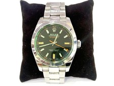 Rolex Stainless Steel Milgauss Green Crystal Black Dial 116400GV with Card