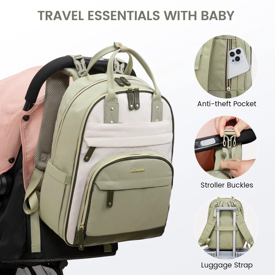 Mochila Bolsa de Pañales, Bolsa de Bebé con Cambiador, Mochila de Pañales Grande Niño Gi... Foto 4 de 4