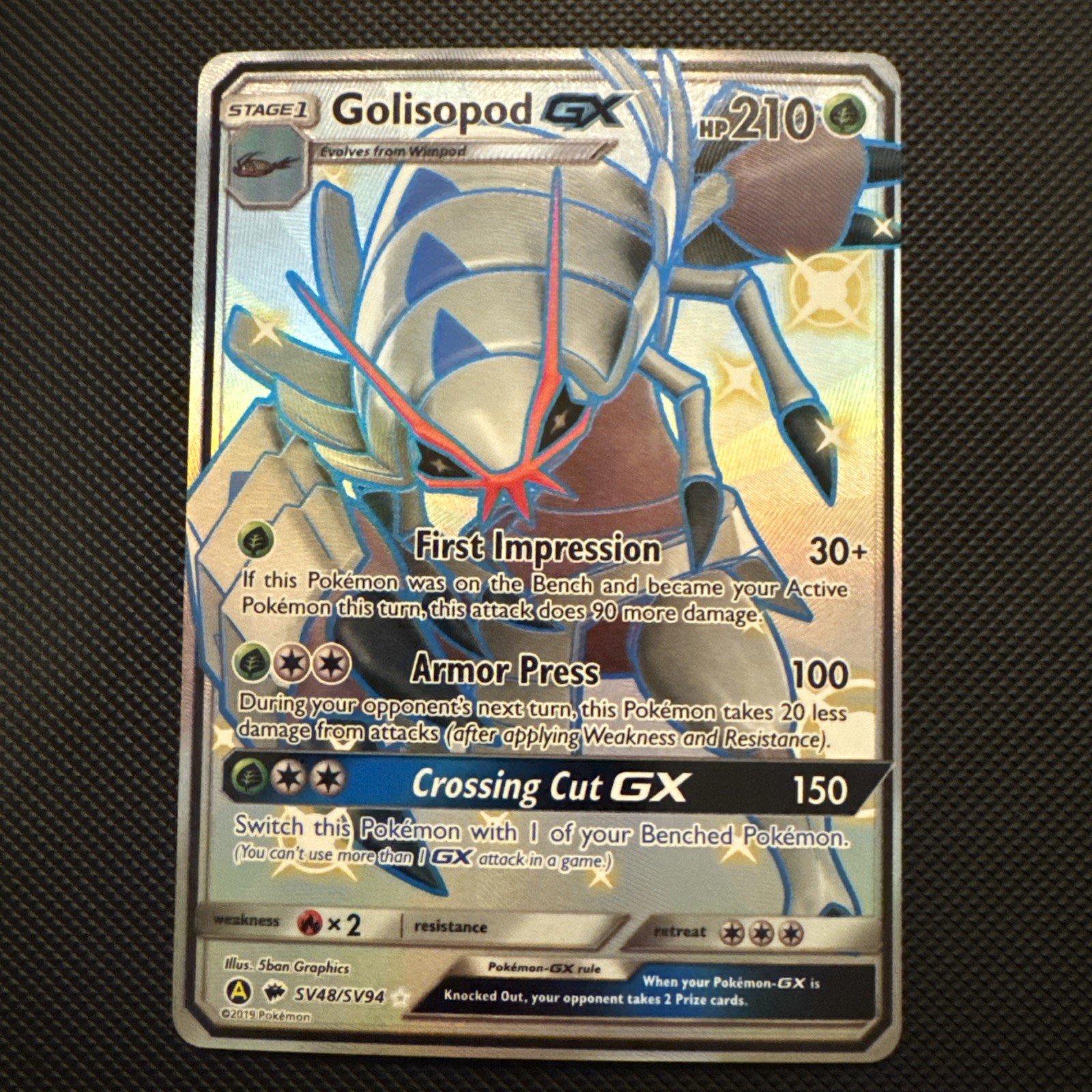 Golisopod GX SV48/SV94 Hidden Fates Shiny Vault Full Art Pokemon Card
