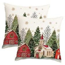 Christmas Pillow Covers 16x16 Inch Set 16" x 16" Pack of 2 Multicolor Beige