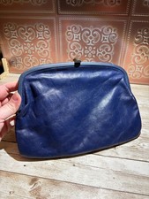 Vintage Italian Leather Navy Clutch/Shoulder Purse unmarked, very clean