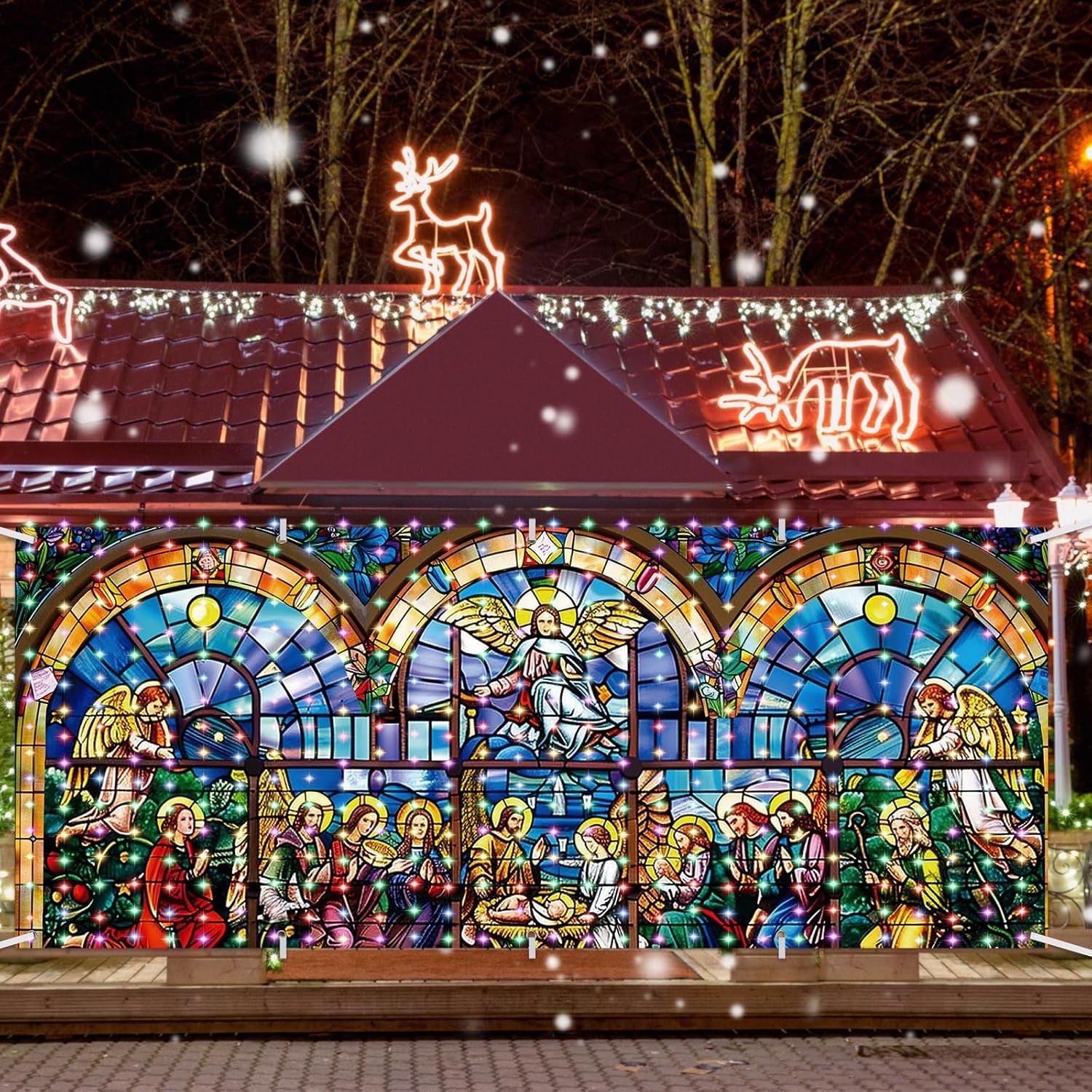 Christmas Lighted Nativity Garage Door Decorations Cover Nativity, 