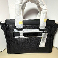 COACH Swagger 27 Carryall Black pebble Leather w/ Black HW - NWT Brand New
