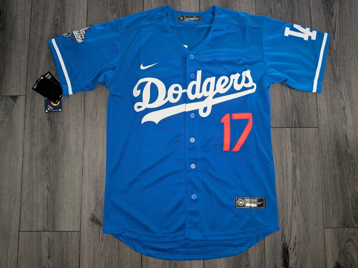 Shohei Ohtani 2025 World Series Dodgers Jersey Stitched BLUE Men's