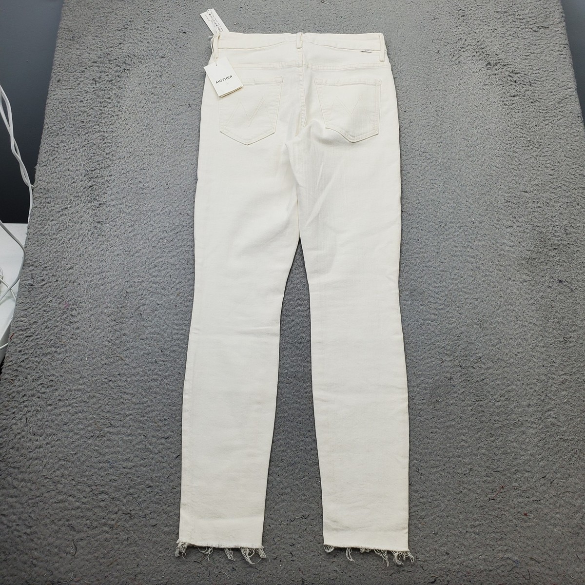 Mother Looker Ankle Fray Jeans Womens 27 White Slim Fit High Waisted Skinny Leg View 2
