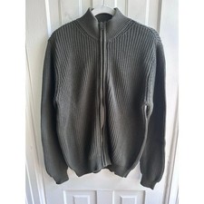 L.L.Bean Men  s Full Zip Rib Knit Cotton Sweater Jacket Gray Size M