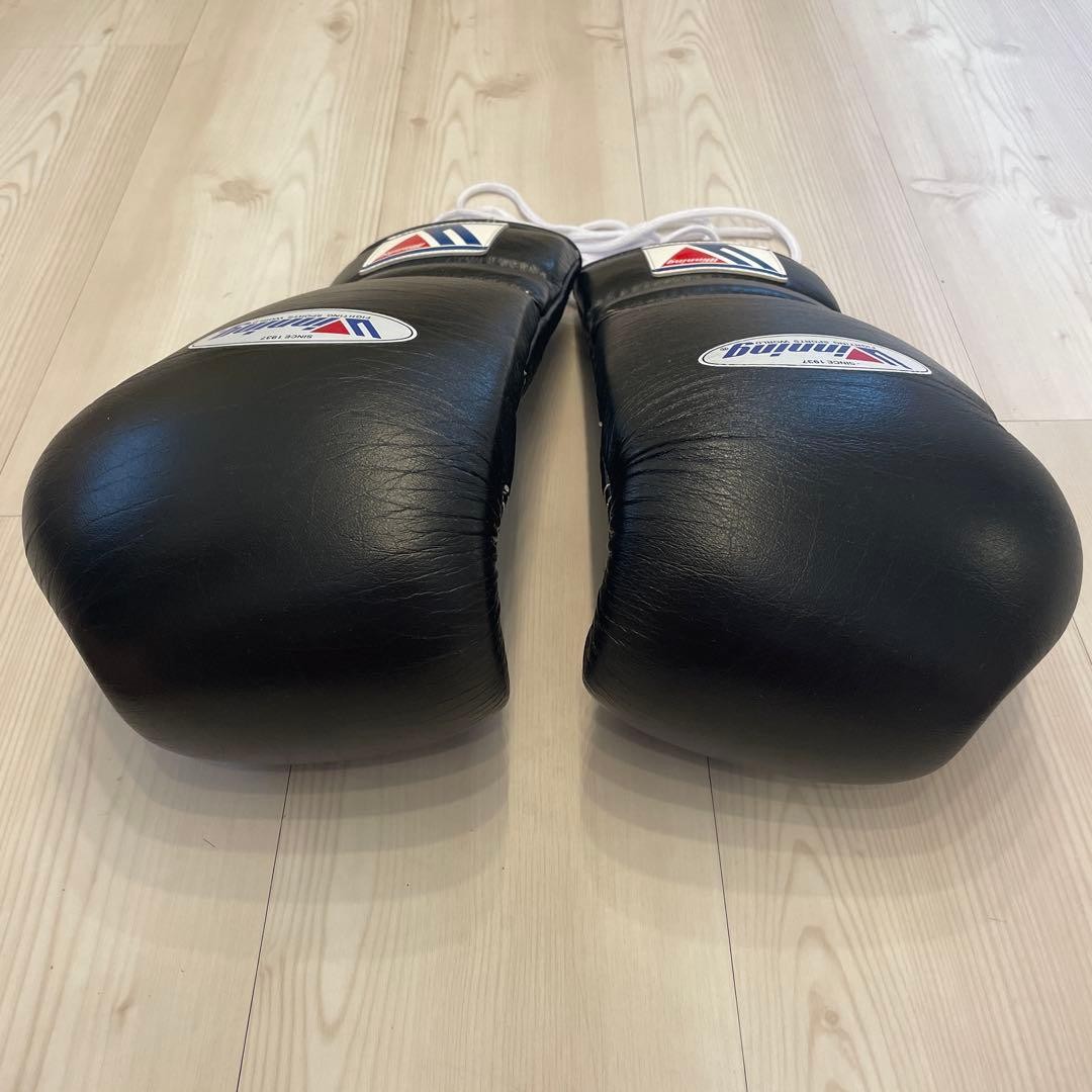 Winning14oz Boxing Gloves MS-500 Black String Pro type Used EX