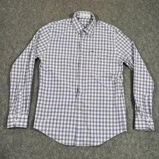 Criquet Blue Plaid Long Sleeve Button Down Performance Shirt Men's Size Medium