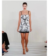 Carolina Herrera Spring 2023 Black & White Beaded Mini Dress Retail 5490$