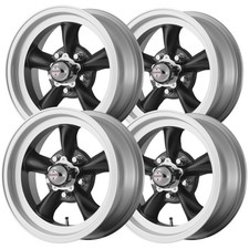 Set Of 4 Staggered-american Racing Vn105 Torq Thrust D 15 5x4.75 Black Rims