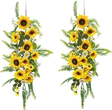 Artificial Sunflower Garland, 2PCS, Sunflower Vines, Artificial Flowers Garland 