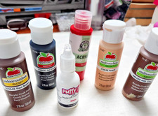 Lot 6 Acrylic Craft Paint Apple Barrel Plaid Puffy 3D Paint Assorted Colors