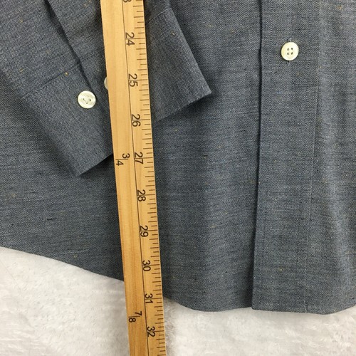 Camisa de vestir Brooks Brothers para hombre grande gris con manchas amarillas Regent sin hierro - Imagen 7 de 10