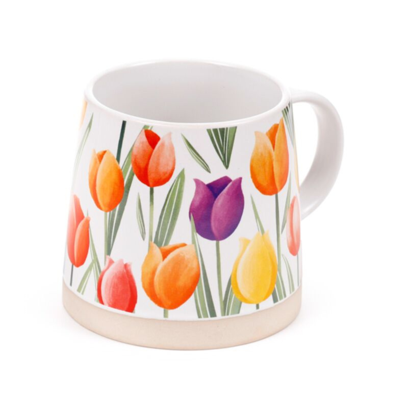 Tulips Tapered Stoneware Mug 420ml Floral Tulip Coffee Cup Microwave Safe