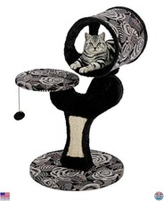 MidWest Homes Salvador Cat Tree - 30.75" Stylish Feline Furniture, Black/White