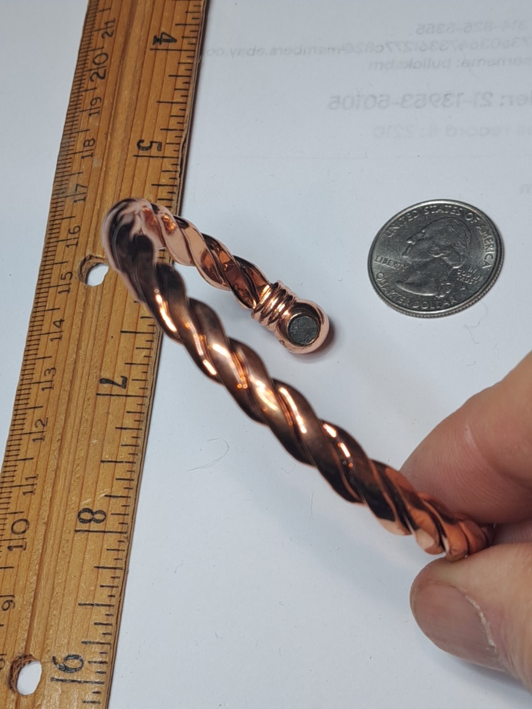Hammered Solid Copper Cuff Bracelet Wire Twist  H… - image 3
