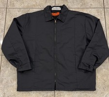 Mens Large CINTAS Quilt Lined Full Zip Mechanic Bomber Twill Canvas Jacket Gray