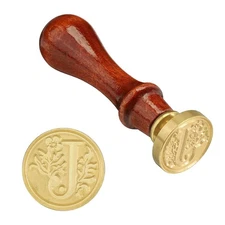 Letter Wax Seal Stamp Alphabet J Wooden Handle Removable Brass Head Classic