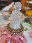 VINTAGE HUGE FROSTED   GLASS PERFUME STOPPER  CHERUB CRANBERRY FENTON BOTTLE — photo 8