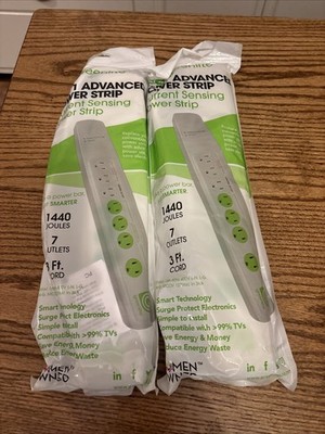 Greenlite Tier 1 Advanced Current Sensing 7 Outlet Power Strip 2 Pack