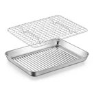 TeamFar Toaster Oven Pan with Cooling Rack, 10.5 x 8 x 1-Inch, Silver