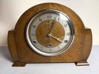 Retro Art Deco Westminster Glockenspiel Bentima Kaminuhr mit Holzgehäuse