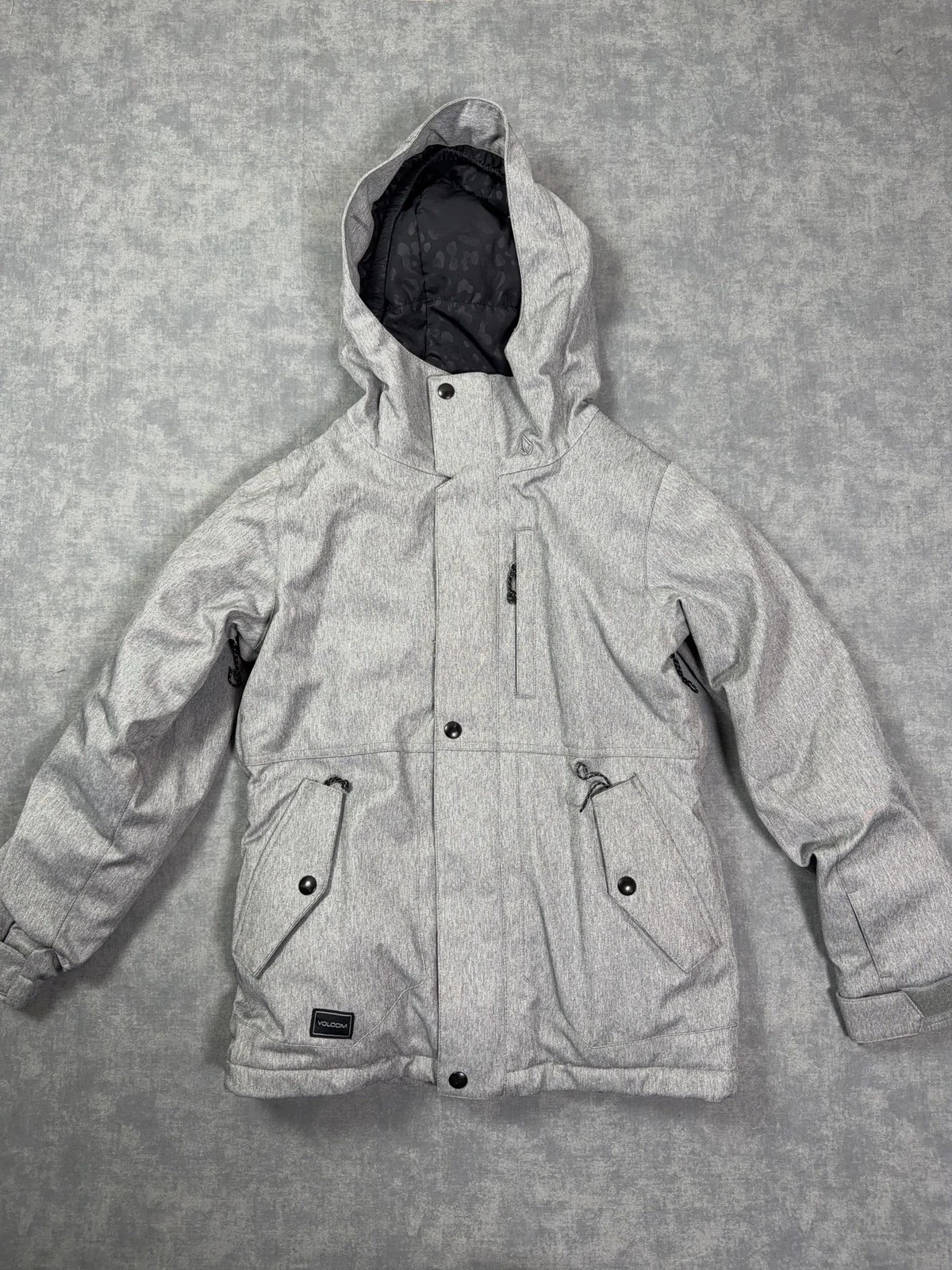 Volcom So Minty Ins Jacket Teen Small Gray Hooded Ski Snowboard I0452005