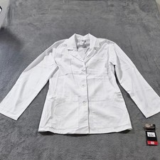 Dickies Women  s White Lab Coat Size XS Button Front Medical Scrub Jacket