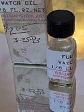 W.F. William Nye & Fulcrum Clock & Watch Oil NEARLY FULL see pics