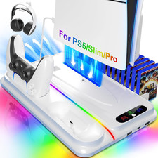 PS5 Cooling Station for Ps5/Slim/Pro Disc Digital Console,Ps5 Fan Cooling Fan wi