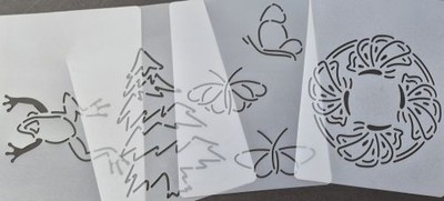 4 Different Stencils Templates Reusable Tree Butterflies & Frog /Group 7