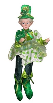 St. Patrick's Day Fairy Elf Shelf Sitter Posable  Pixie NEW (tip Of  Ear Damaged