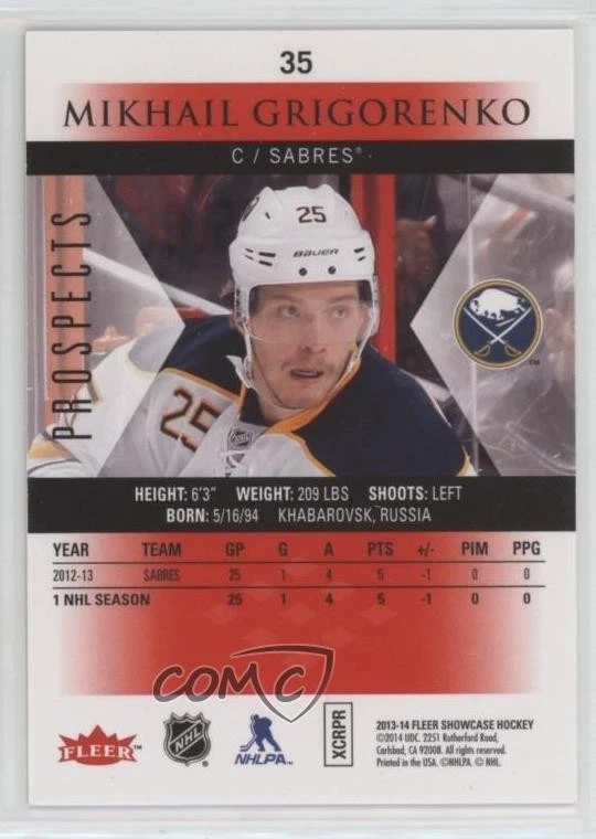 2013 Fleer Showcase Skybox Premium Star Rubies /50 Mikhail Grigorenko Rookie RC - Image 2 of 2