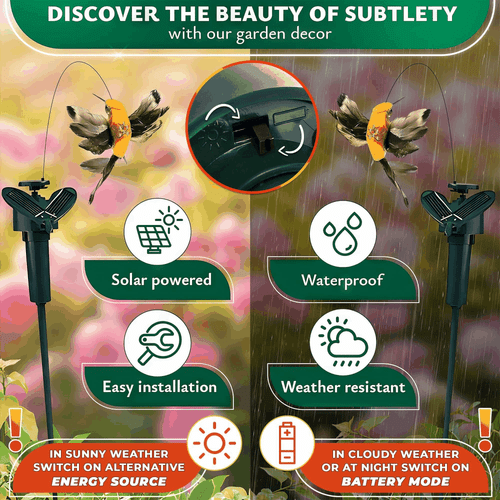 Flatternder Solar Kolibri Gartenpfähle Deko (3 Stück) Kolibri - Bild 4 von 9