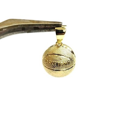 14k Gelbgold Basketball 3D Kugel Anhänger Charm fein Sportschmuck Unisex 3,1g