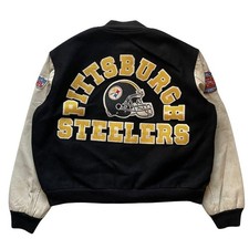 80'S Chalk Line Steelers Leather Sleeve Wool Varsity Jacket No.sj752