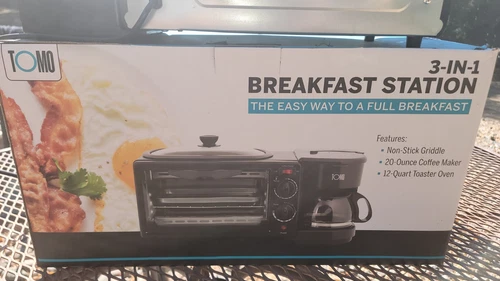 Tomo 3-in-1 Electric Breakfast Station Coffeemaker, Griddle, Toaster, Oven