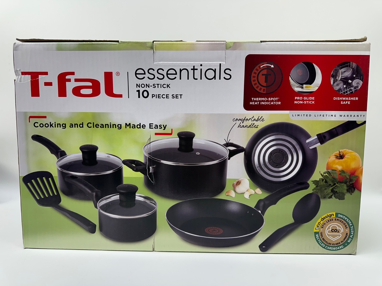 T-fal Essentials Non-Stick Pots and Pans Cookware 10 Piece S