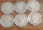 Lot of 6 90% Silver Dimes 3 Barber 1902 08 15   3 Mercury  1937 41 44 Circulated