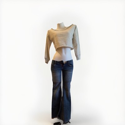 American Rag Cie Women s Blue Flared Jeans Slim Fit Low Rise Stretch 5-Pocket