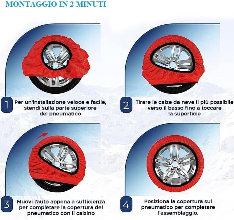 Calze da Neve Omologate Italia EN 16662-1 Catene da Neve Tessili Facili da - Miniatura 9