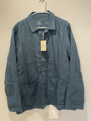 Alex Crane Men's 100% Linen Button-Up Shirt Jacket, Size L,