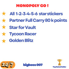 Monopoly Stickers Go 1-6 Star/GOLDEN BLITZ / Partner Event 24/7