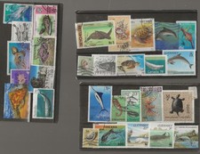 Fish & sea creatures on  world  stamps