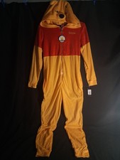 Disney Winnie the Pooh Suit Hooded Zip Costume Adult One Piece Pajamas Small
